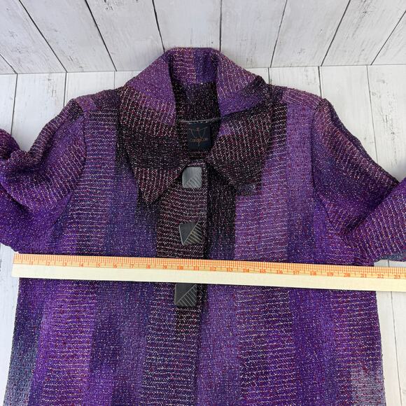 Candiss Cole Ocean Mist Purple Silk-Blend Handwoven Jacquard Jacket Size Medium - Picture 11 of 14